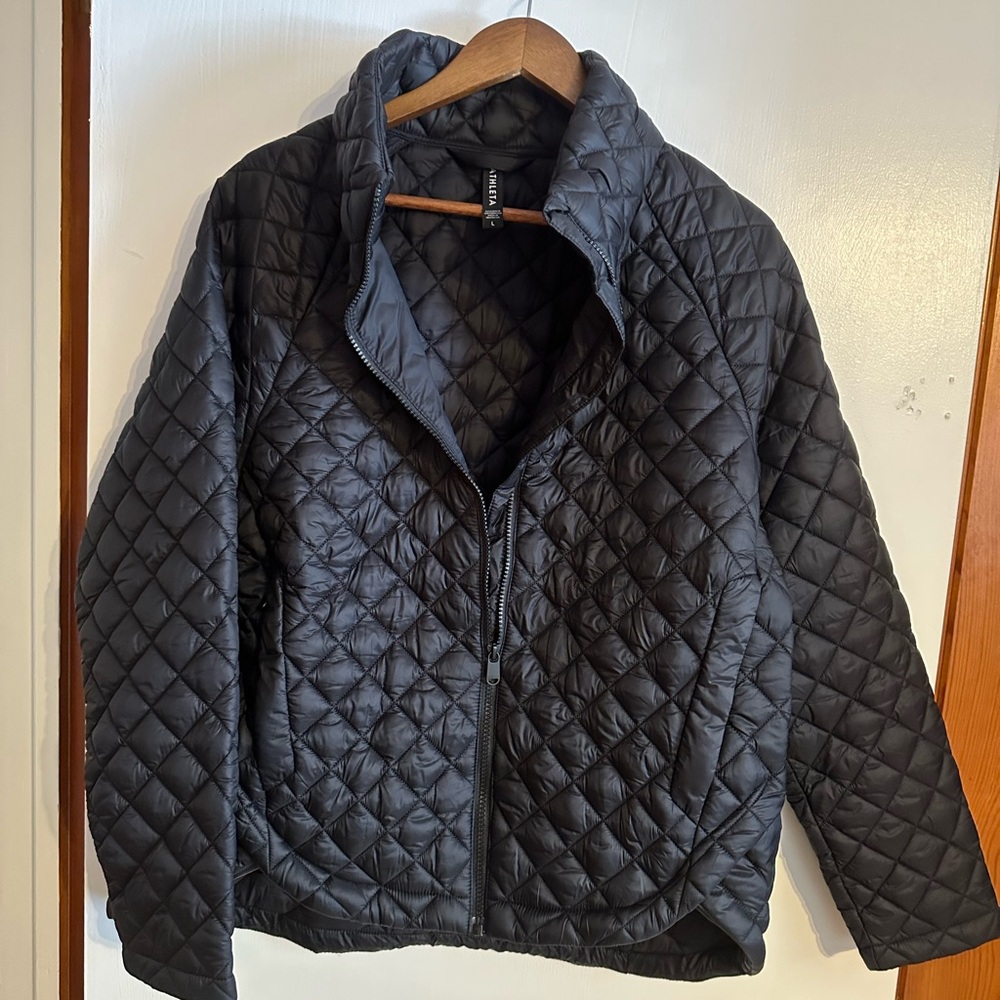 Athleta Black Quilted Puffer Jacket